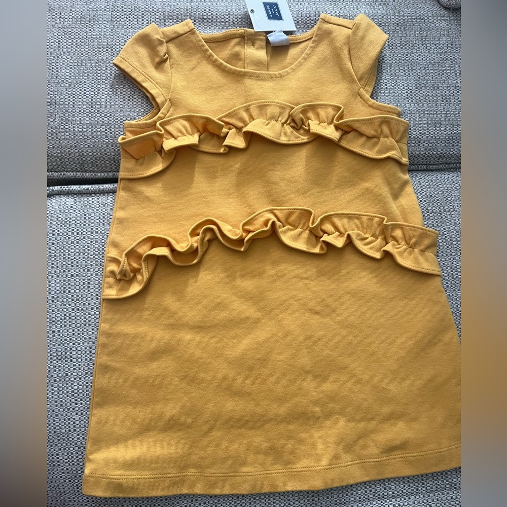 NWT Janie and Jack Girls Golden Yellow Mustard Ruffle Dress 2T - Picture 2 of 6